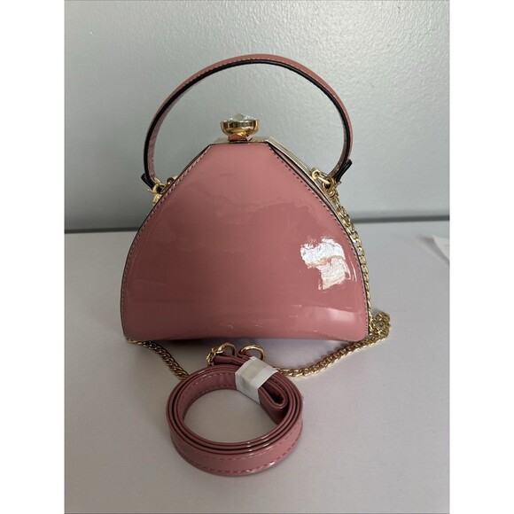 Gramercy & Grand Gorgeous Pink patent leather handbag Gem Clasp Shoulder Bag NEW - Picture 1 of 13